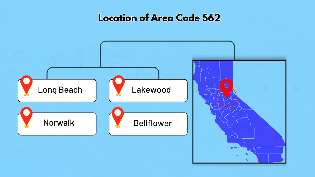 Location of Area Code 562